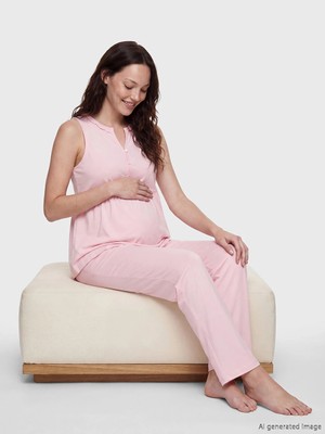 Lcw Dream Pembe Kaçık Yaka Hamile Pijama Takımı