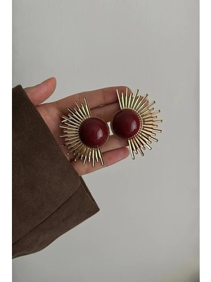 OkkoStore Bordo Renkli Yarım Güneş Küpe