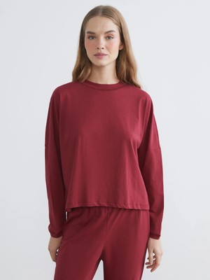 Lcw Young Bordo Bisiklet Yaka Kadın Pijama Takımı
