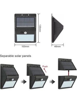Techugo Solar Enerjili 20 LED Duvar Lambası | Hareket Sensörlü Su Geçirmez Kablo Gerektirmez