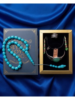 Seyhan Soylu Shop - Special Seri Kitap Kutulu Takı Seti ve Tesbih Kombini - Kolye Küpe Special Tasarım Bileklik Yüzük 5 Parça Otantik Hediyelik - Doğum Günü Yıl Dönümü Şık Hediye