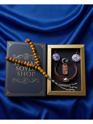 Seyhan Soylu Shop - Special Seri Kitap Kutulu Takı Seti ve Tesbih Kombini - Kolye Küpe Special Tasarım Bileklik Yüzük 5 Parça Otantik Hediyelik - Doğum Günü Yıl Dönümü Şık Hediye