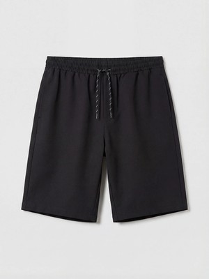 Lcw Swımwear Siyah Diz Altı Boy Erkek Deniz Şortu