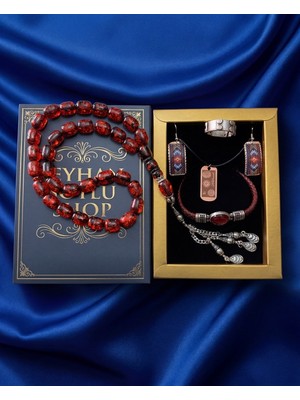 Seyhan Soylu Shop - Special Seri Kitap Kutulu Takı Seti ve Tesbih Kombini - Kolye Küpe Special Tasarım Bileklik Yüzük 5 Parça Otantik Hediyelik - Doğum Günü Yıl Dönümü Şık Hediye