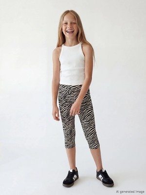 LC Waikiki Lcw Kids Beyaz Beli Lastikli 3/4 Boy Kız Çocuk Tayt