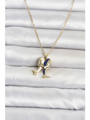 HERŞEYBURDAMODA 316L Çelik Zincir Gold Renk Dolphin Model Kadın Kolye
