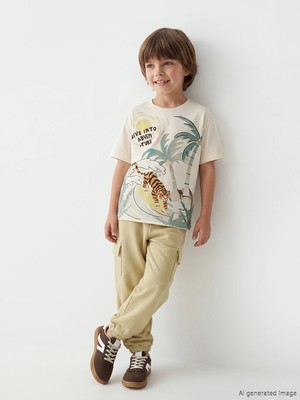 LC Waikiki Lcw Kids Haki Erkek Çocuk Kargo Jogger Eşofman Altı