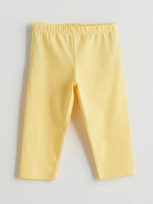 LC Waikiki Lcw Kids Sarı Beli Lastikli 3/4 Boy Kız Çocuk Tayt