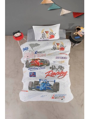 Clasy Ranforce %100 Pamuk Tek Kişilik Dört Mevsim Set Speed Time V1 Gri