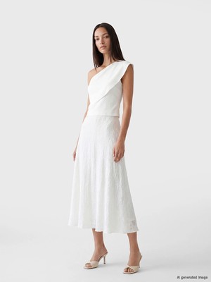 Lcw Modest Ekru Beli Lastikli Dantelli Etek