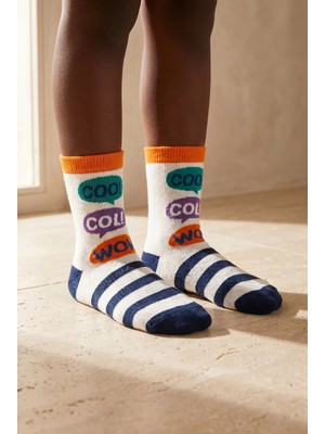 Bony Socks Çocuk Sevimli Canavar Soket Çorap Ekru