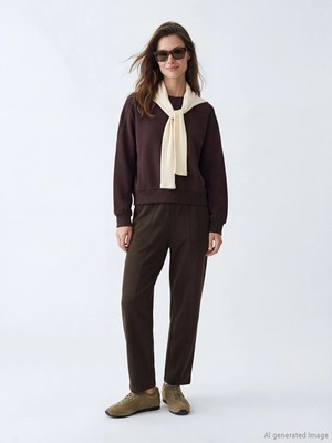 Lcw Modest Kahverengi Beli Lastikli Soft Touch Kadın Eşofman Altı