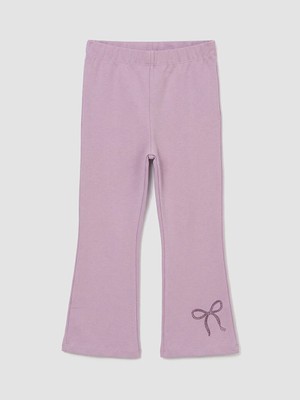 LC Waikiki Lcw Kids Lila Baskılı Ispanyol Paça Kız Çocuk Tayt Pantolon