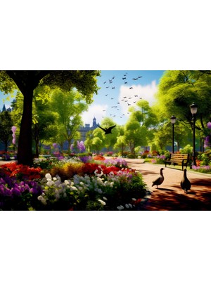 Aden Dijital Dekoratif Manzara Park ve Doğa Kanvas Tablo