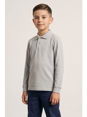 Kinderos Pamuklu Uzun Kollu Polo Yaka Okul Tişört - 26Y 2450