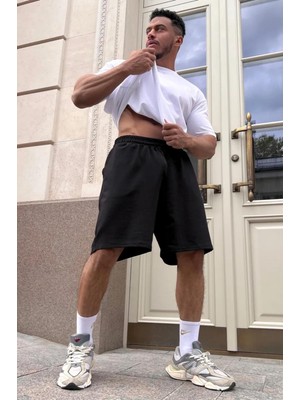 Vladivosto Diz Hizasında Unisex Oversize Baggy Kapri Şort