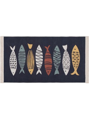 Mudo Home LARISSA RENKLİ FISH KİLİM LACİVERT 80X150 CM