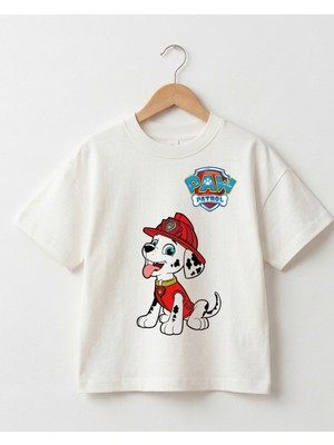 Babytex Marshall Karakter Baskılı Çocuk Oversize Tişört Paw Patrol Temalı %100 Pamuk Unisex Çocuk Tişörtü