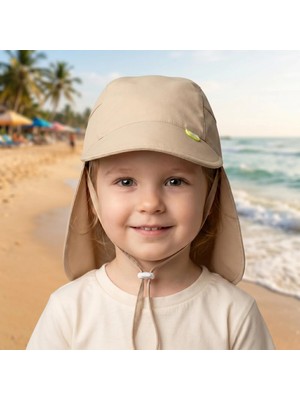Benitto Kids Ense Korumalı Boyundan Bağlamalı Uv 50 Güneş Koruyucu Terletmeyen Bebek Çocuk Deniz Şapkası BNT7043