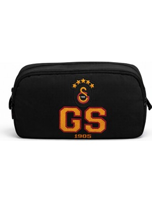 Galatasaray Lisanslı Gs 1905 Logolu Kalemlik - Siyah Sarı Kırmızı 2 Bölmeli Kalem Kutusu