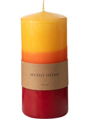 Mudo Home Degrade Sütun Mum Turuncu 7X15 cm