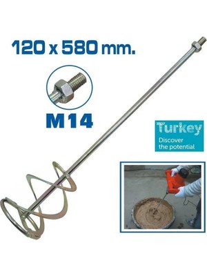 Aydogan's TH14343 Boya Alçı ve Harç Karıştırıcı Uç 120X580 mm
