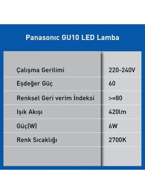 Gndz Store LED GU10, Sarı Işık 6W 420LM 2700K 60°