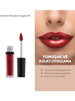 Gndz Store Cosmetics Le Volume Plump & Care Lipgloss 06 Hearthbreaker Dudak Parlatıcısı, Kırmızı