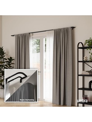 Gndz Store Twilight Çift Perde Çubuğu Seti - Sarma Tasarımı Karartma Veya Oda Karartma Panelleri Için Ideal, 160-300 Cm, Siyah