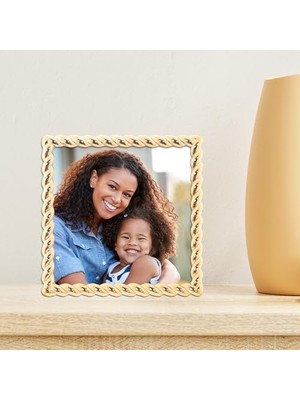 Gndz Store Frames Halat Tasarım Metal Çerçeve, Altın, 4x4