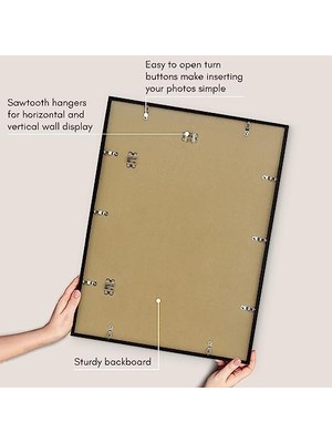 Gndz Store 18X24 Parlak Pleksiglaslı Siyah Poster Çerçevesi - Ince Kenarlık 45 x 60 cm Duvar Için Büyük Resim Çerçevesi, Yatay Veya Dikey Formatta Poster Çerçeveleri