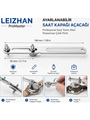Leizhan Leızhan Promaster Ayarlanabilir Saat Kapağı Açacağı, Alaşımlı Malzeme Profesyonel Saat Tamir Aleti, Çelik Pimli Kolay Kullanım