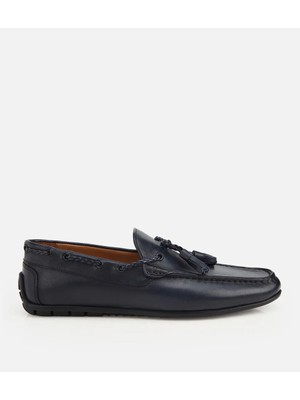Hotiç Erkek Deri Lacivert Püskül Dikiş Detaylı Klasik Loafer