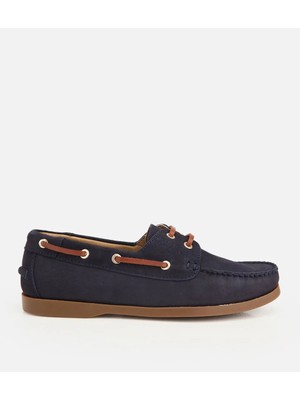 Hotiç 02AYH319740A680 ERKEK Nubuk Deri Lacivert Bağcık Detaylı Günlük Loafer