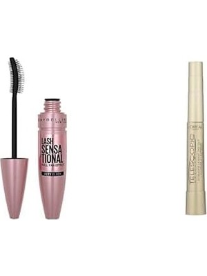 Gndz Store Lash Sensational Yelpaze Etkili Siyah Maskara 1 Paket (1 x 9.5 Ml) +  Telescopic Maskara - Siyah