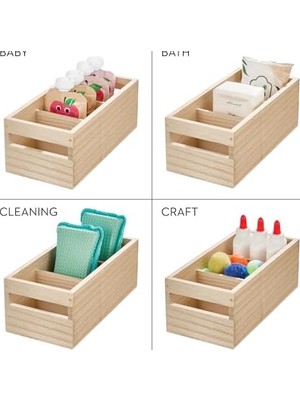 Gndz Store Aufbewahrungsbox Mit Griffen Und Fächern, Küchenschrank Organizer Aus Paulownia-Holz Für Regal Oder Vorratsschrank, Vielseitige Kiste Zur Aufbewahrung, Beige