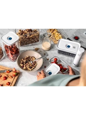 Gndz Store Fresh & Save Cube Vakumlu Saklama Kabı, L, 21 Santimetre, Şeffaf Akdeniz Mavisi