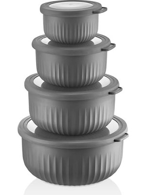 Gndz Store Vakumlu Saklama Kabı, Gri 4'lü 3 L + 2 L + 1 L + 0, 5 L