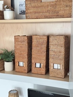 Gndz Store La Jolla Rattan Magazine File Basket, /brown _ P, /brown, 26.67 x 11.43 x 30.48 cm