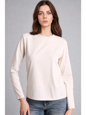 DeFacto Slim Fit Uzun Kollu Bej Tişört H7197AX26SM