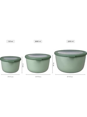 Gndz Store - Çok Amaçlı Cirqula Round 3 Parçalı Set – Kapaklı Saklama Kabı – Saklama Kutusu, Buzdolabı, Derin Dondurucu ve Mikrodalga Fırın Kabı Olarak Uygundur – 500 Ml, 1000 ml & 2000 ml – Denim