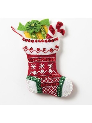 Gndz Store Bucilla, Mavi, Beyaz, Kırmızı, 45,7 Cm- Çorabı Keçe