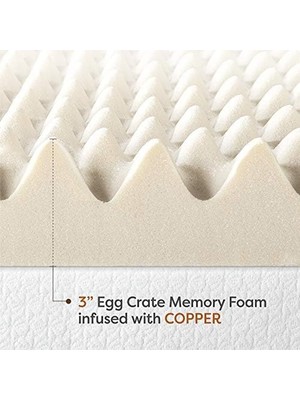 Gndz Store Price Mattress Bakır Infüzyonlu Yatak Üstü, 7.5 cm Kalınlık, Yumurta Kasası Hafızalı Köpük, Boy