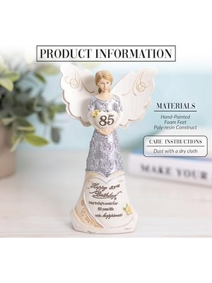 Gndz Store 80. Doğum Günü - 15 cm Kalp Tutan Melek, Bej