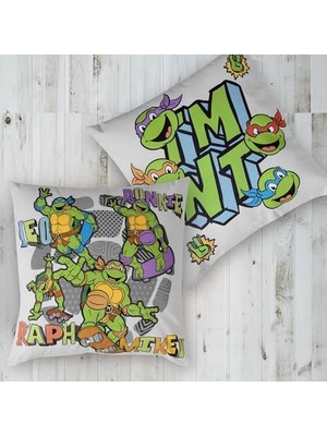 Gndz Store Gray Karakter Baskılı Pamuk Kırlent, Çok Renkli, 40X40 cm