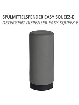 Gndz Store Easy Squeez-E Bulaşık Deterjanı Dispenseri, Mutfakta Bulaşık Deterjanı Için, Kolay Dozaj, Sızdırmaz Silikondan Sabunluk, Kapasite 250 Ml, Çap 6 x 14 Cm, Gri