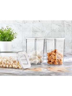 Gndz Store Kare Saklama Kabı, 3X1200 ml