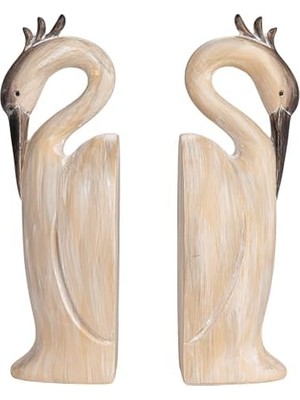 Gndz Store Co-Op Reçine Balıkçıl Kitap Ayrığı, Krem, 2'li Set