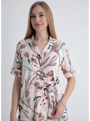 Wondergen Pembe Kadın V Yaka Pijama Üst 401WON-1110-194