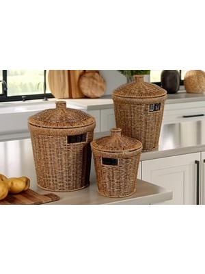 Gndz Store Wicker Akasya Serisi 3'lü Patates/soğan Sepeti Seti